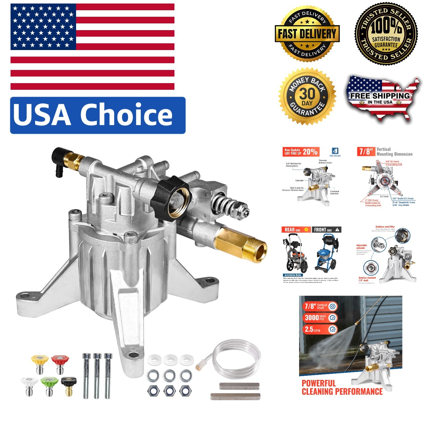 Versatile 7/8″ Shaft Pressure Washer Pump – Compatible with RYOBI, Honda & More