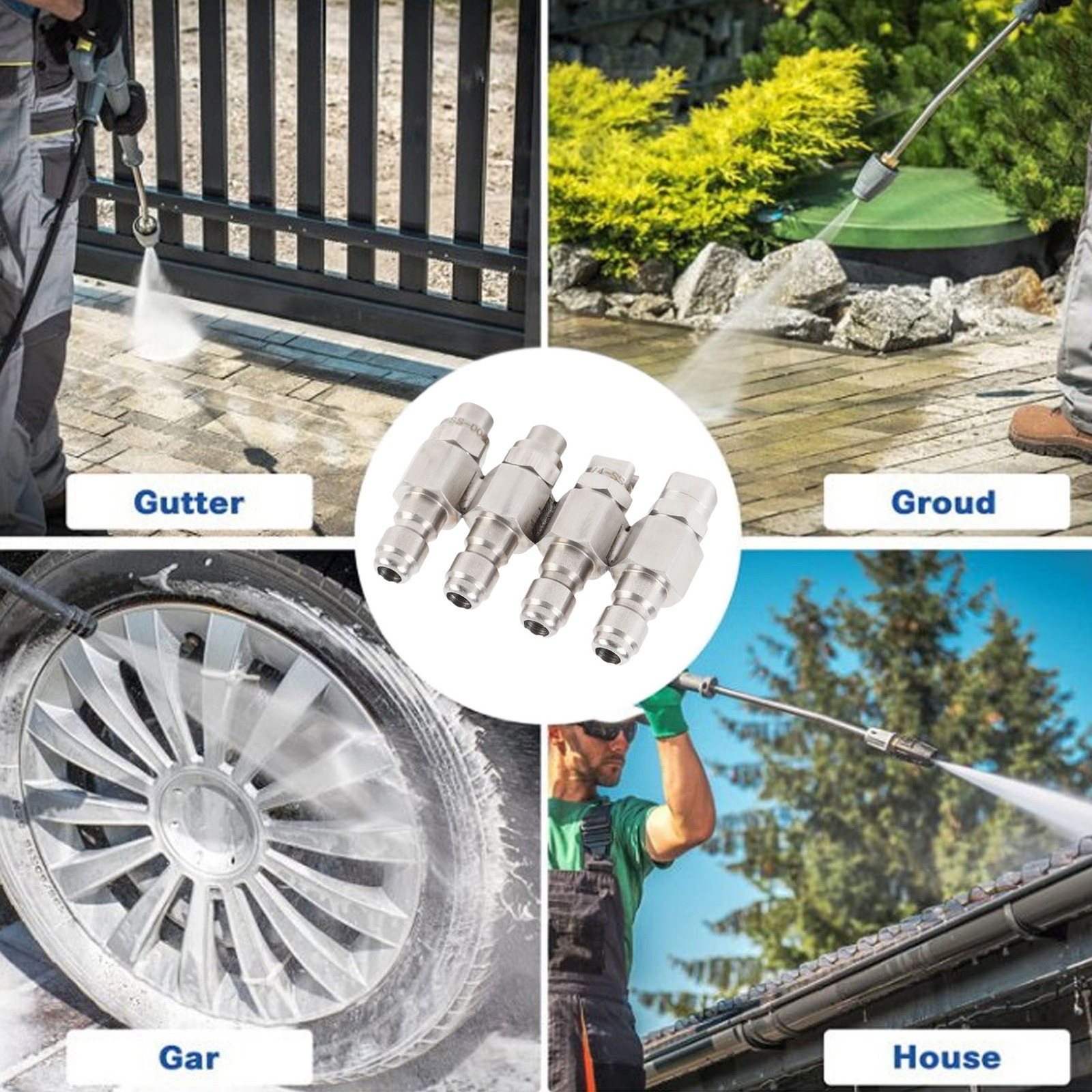 Way High Pressure Washer Nozzle Strong Stainless Steel For Soft Wash Recommended