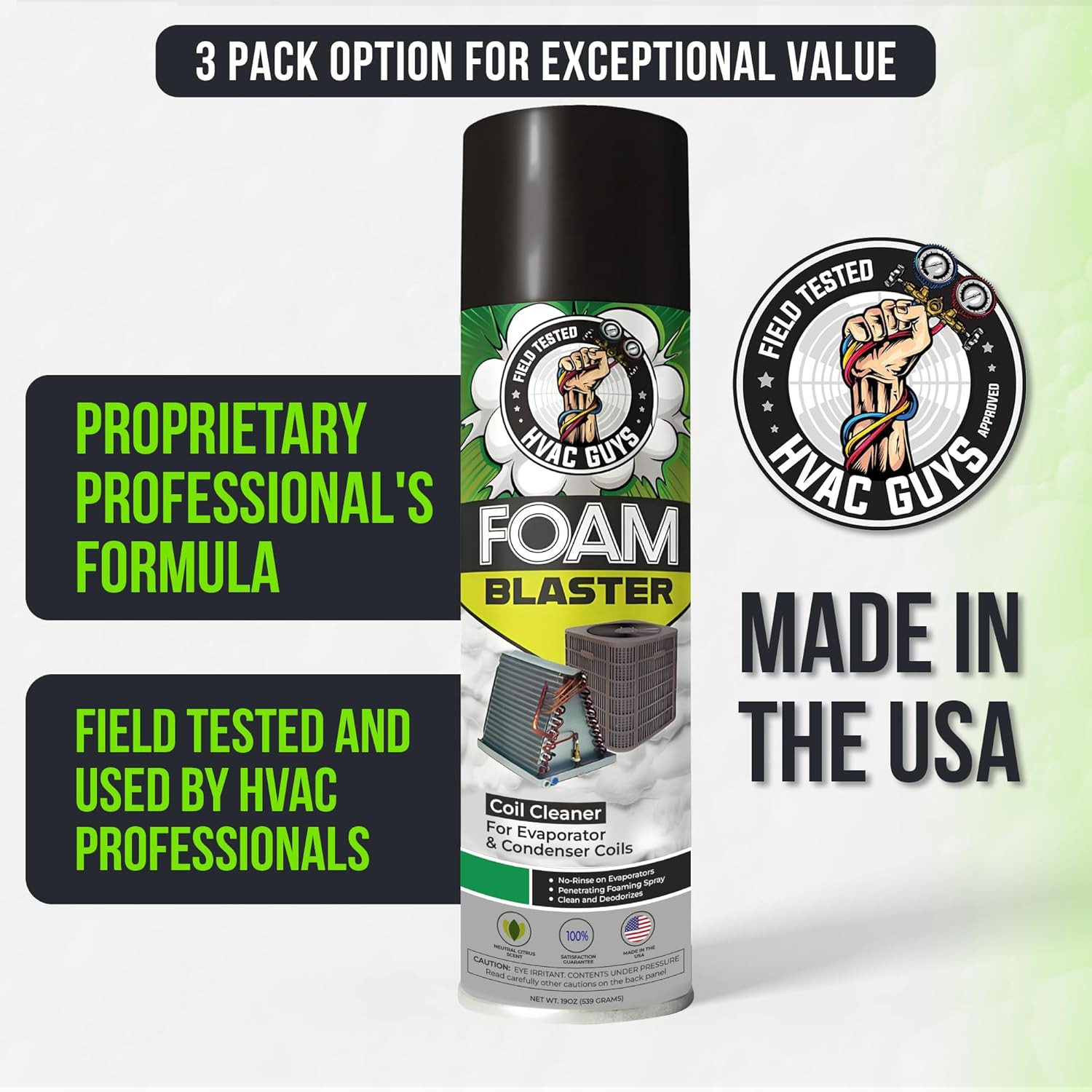 Foam Blaster AC Coil Cleaner for AC Unit | No Rinse Formula for Evaporators & Co