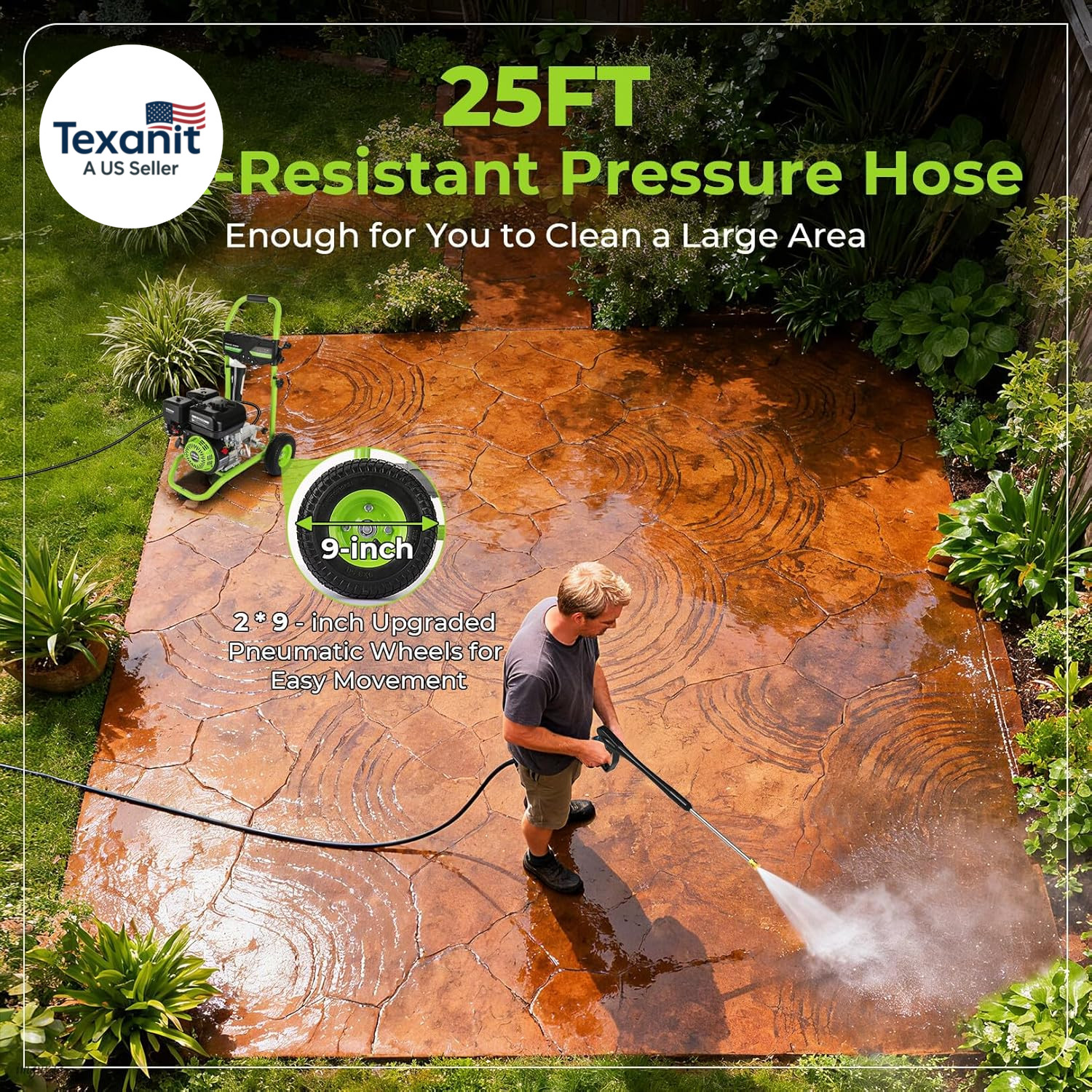 Professional 4200PSI 4GPM 212CC Gas Exterior Cleaner, 7.0HP Commercial Washing M