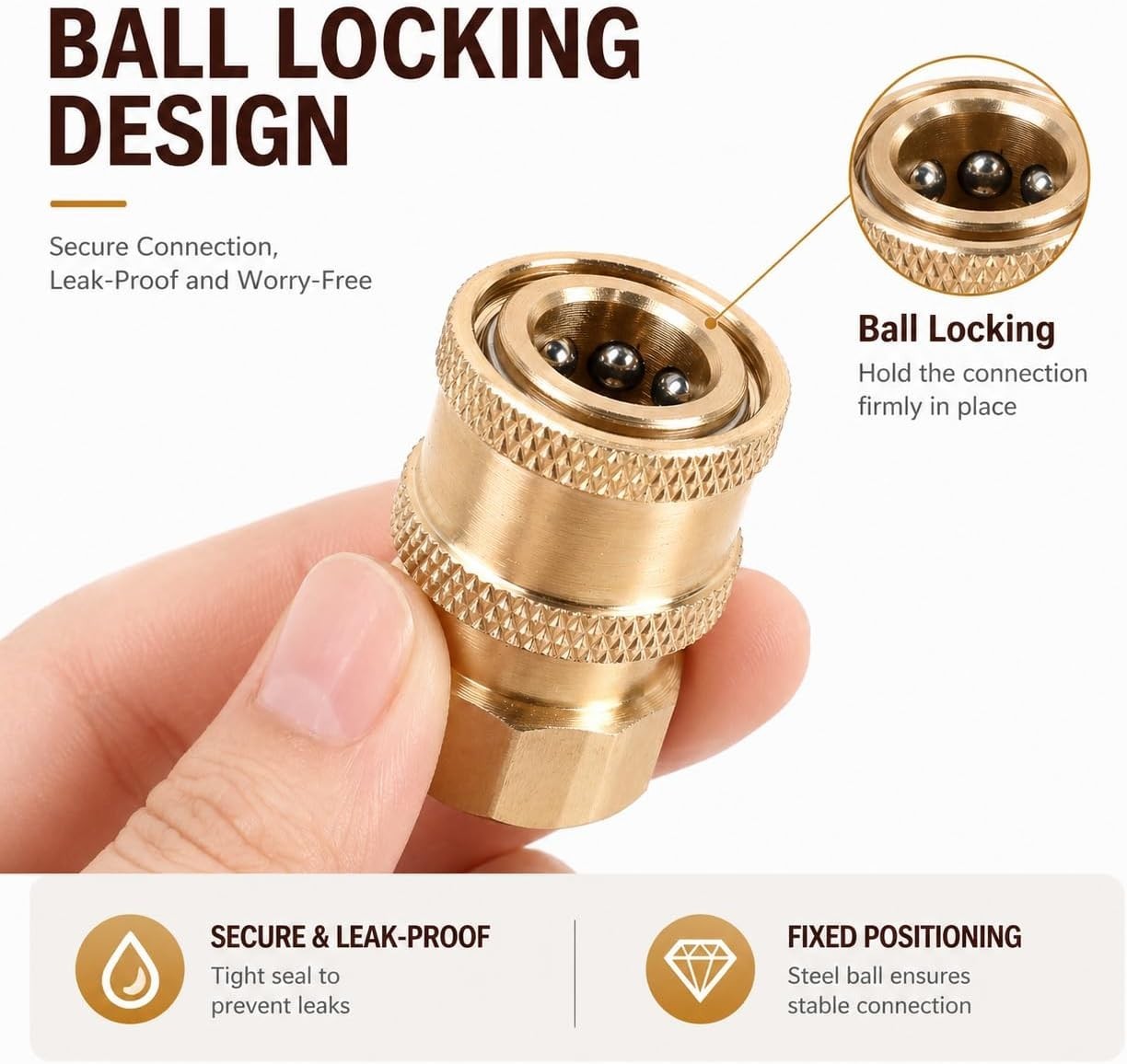 Pressure Washer Fittings 3 Pack Brass 1/4 Inch Quick Connect Coupler to Femal…