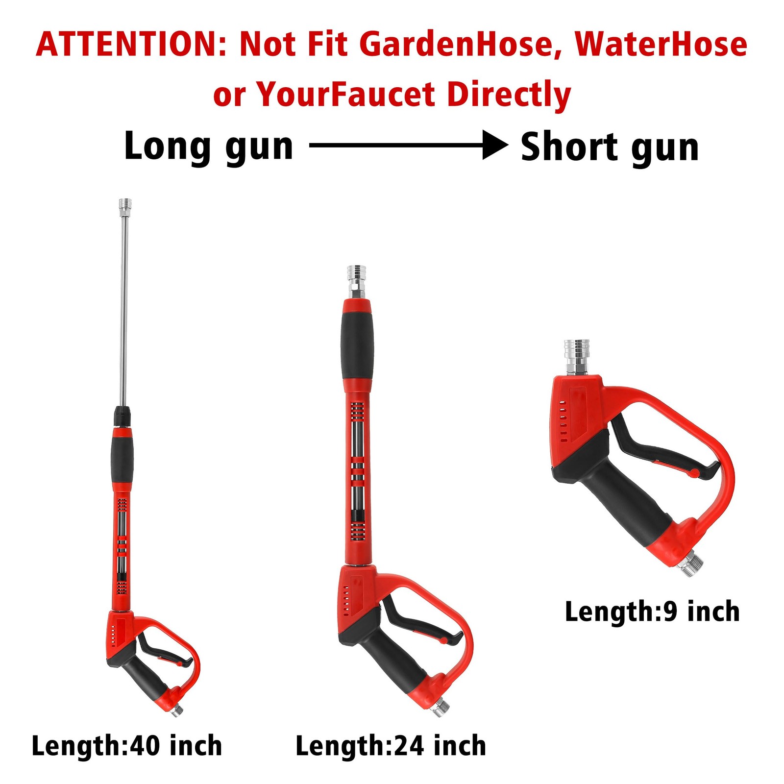 Deluxe Pressure Washer Gun, with Replacement Wand Extension, 5 Nozzle Tips, M…