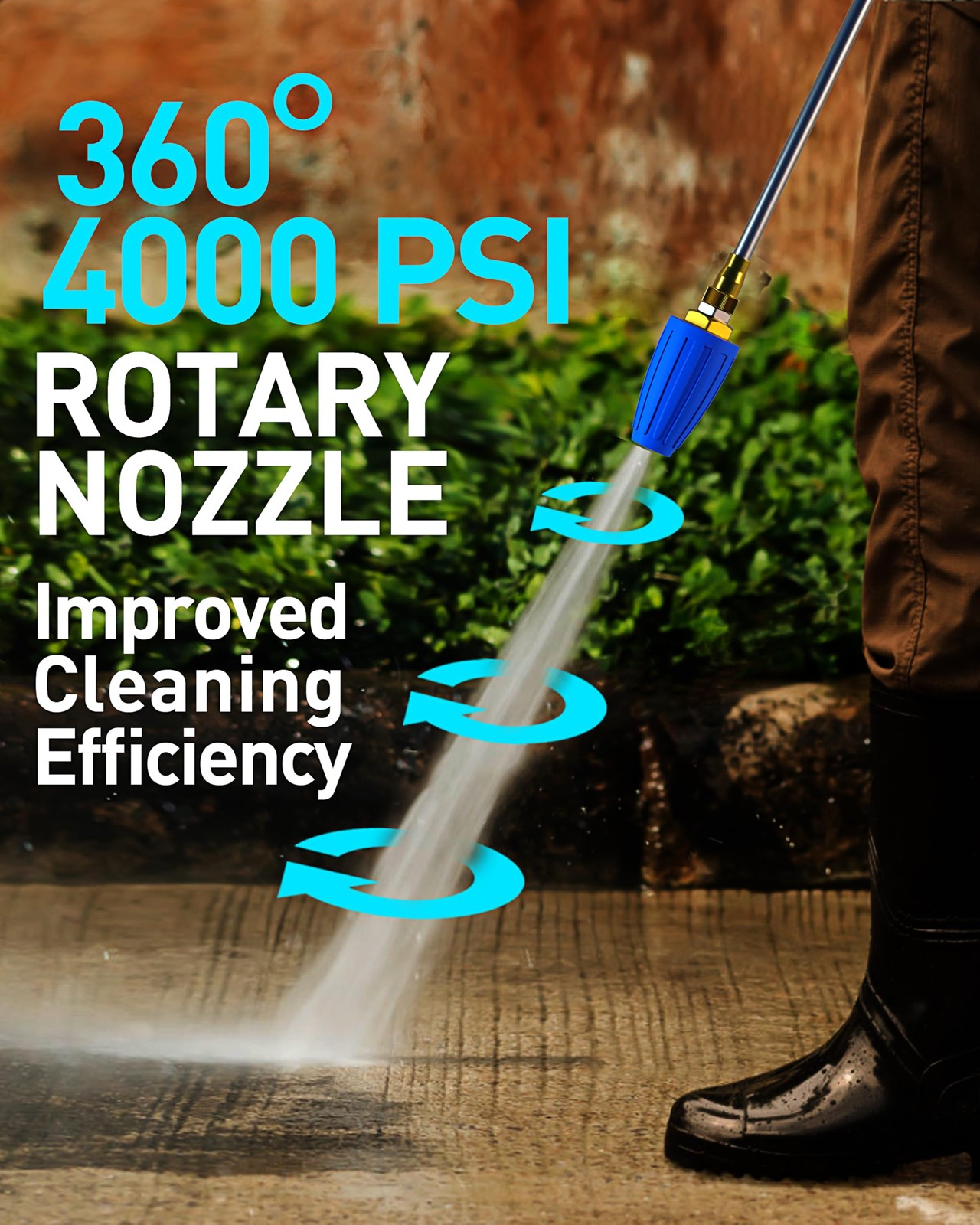 4000 PSI Rotating Turbo Nozzle Pressure Washer Tips, Power Washer , 1/4 Quick…