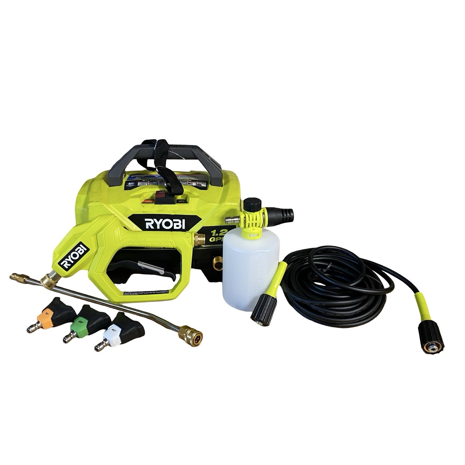 Ryobi Electric High Flow Pressure Washer 1.8 GPM Hose Gun Foamer RY14AM12 USED