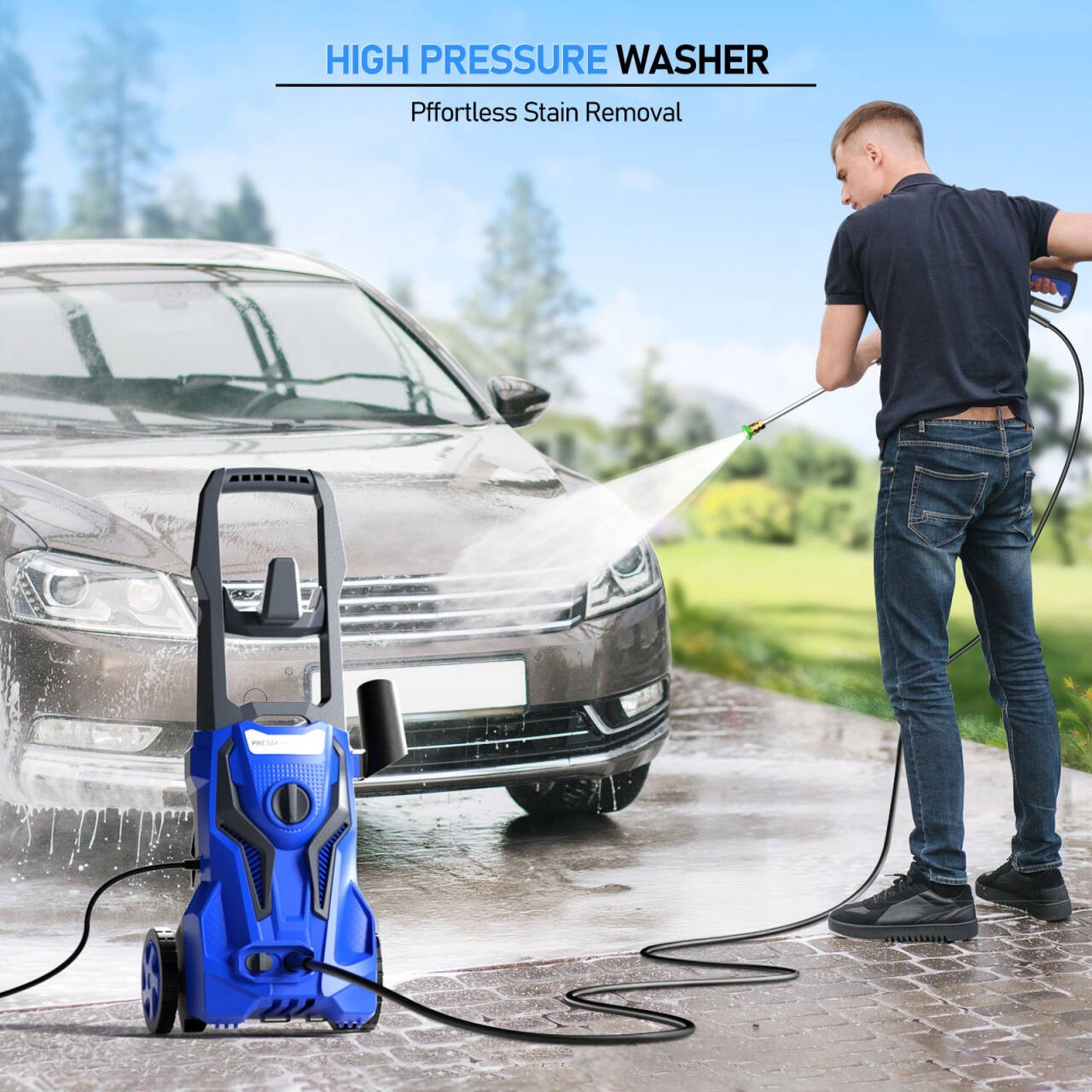 Pressure Washer 4200PSI 2.5GPM, Foam Cannon, Steel Lance, for Garden Cleaning