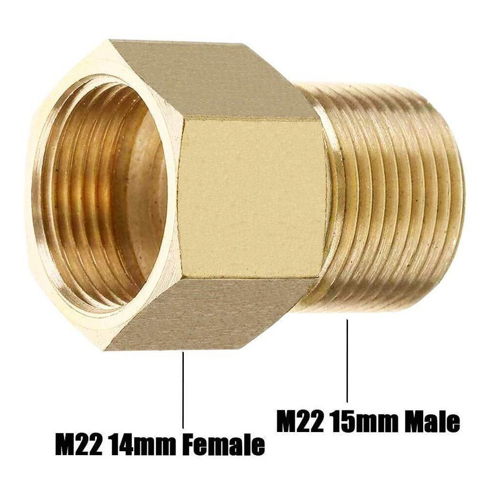 2*Coupler M22-15mm Male To M22 14mm Female Pressure Washer Hose Thread Connector