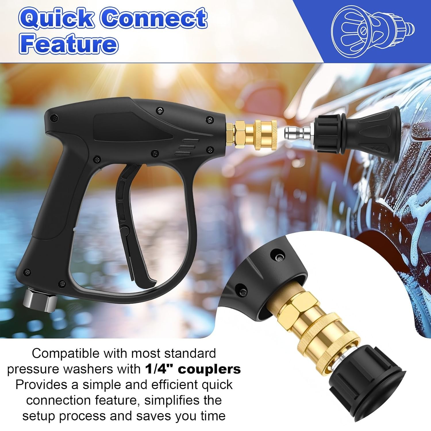 Durable Stainless Steel 40 Degree Pressure Washer Nozzle Tips 2 Piece Guard Set