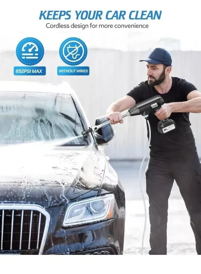 Aihand Cordless Pressure Washer, 652PSI Portable Power Cleaner with Rechargeable