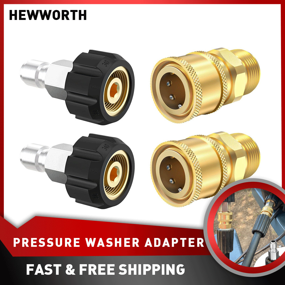 4PCS Brass Quick Disconnect Kit M22 14mm to 3/8″ High Pressure Washer Gun Hose