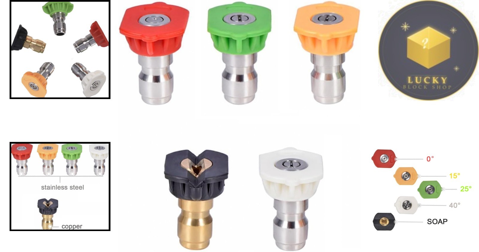 5-Piece Pressure Washer Nozzle Tips Set – High-Quality Brass & Stainless Steel