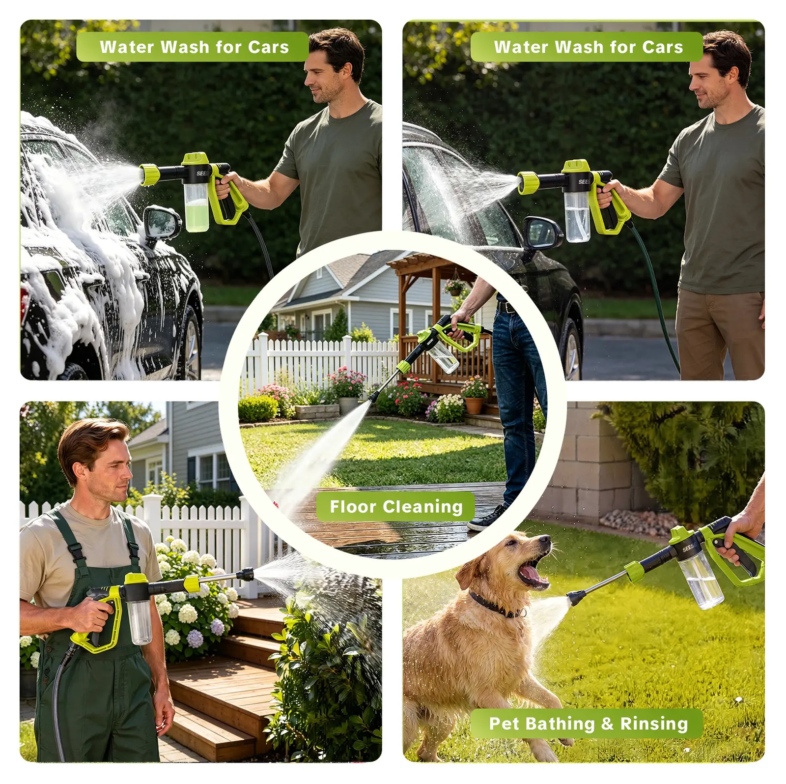 Seese Car Wash Foam Gun for Garden Hose, Foam Cannon Car Wash Kit with High Pres