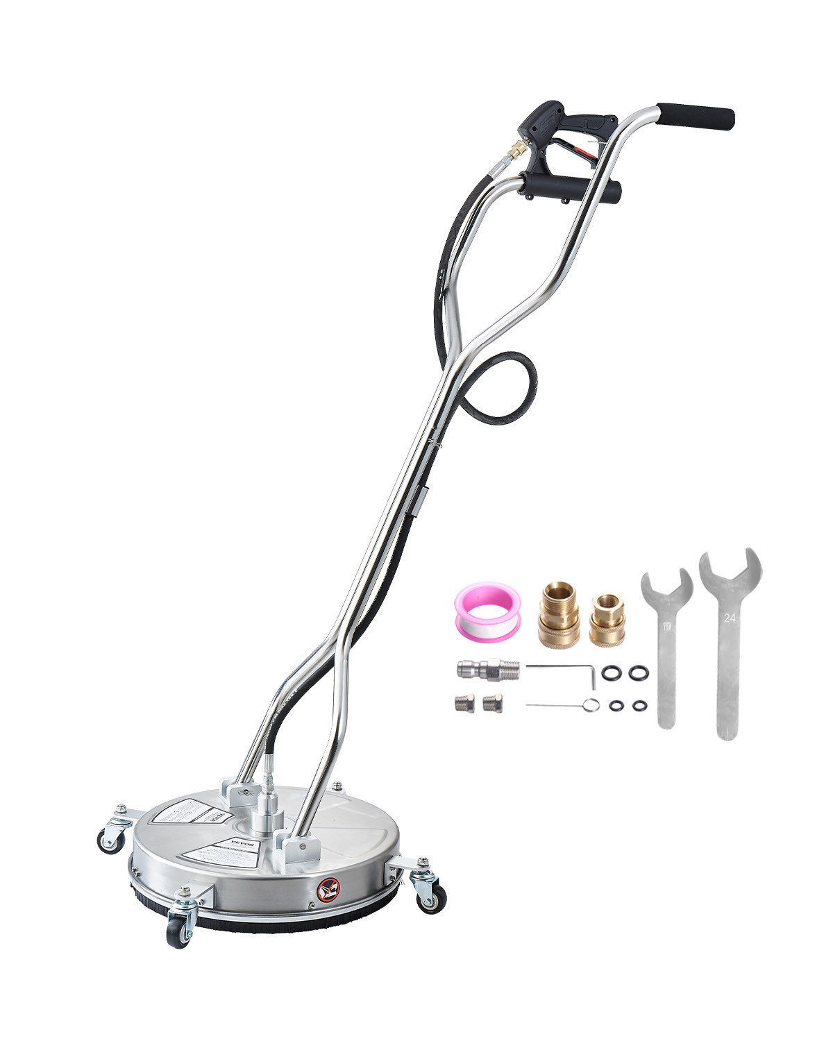 VEVOR 18″ Pressure Washer Surface Cleaner 4 Wheels Dual Handle 4000 Max PSI
