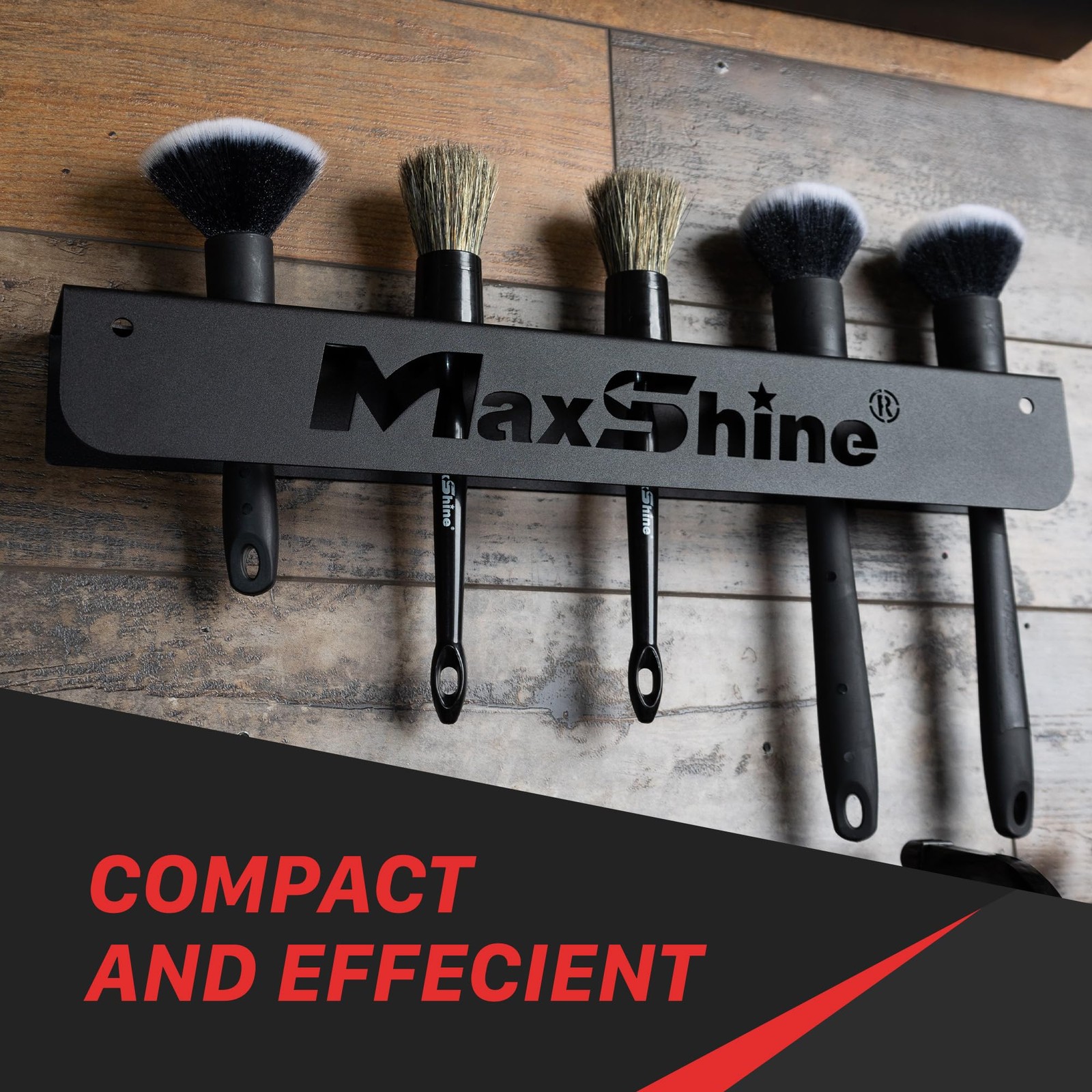 Maxshine Universal Detailing Brush Holder | 15.99 x 1.95 x inches, Black