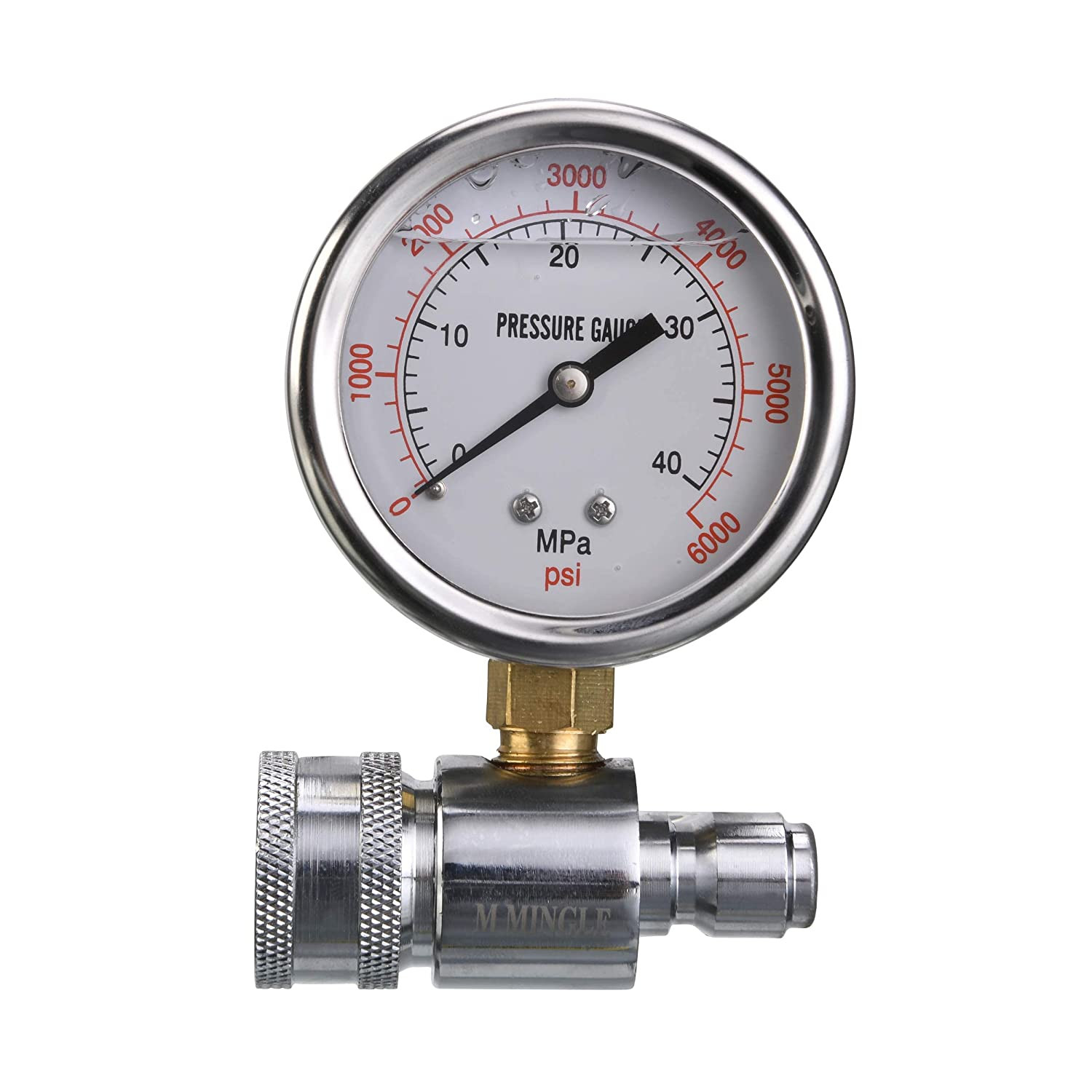 Pressure Washer Gauge Kit, 3/8 Inch Quick Connect, 6000 PSI