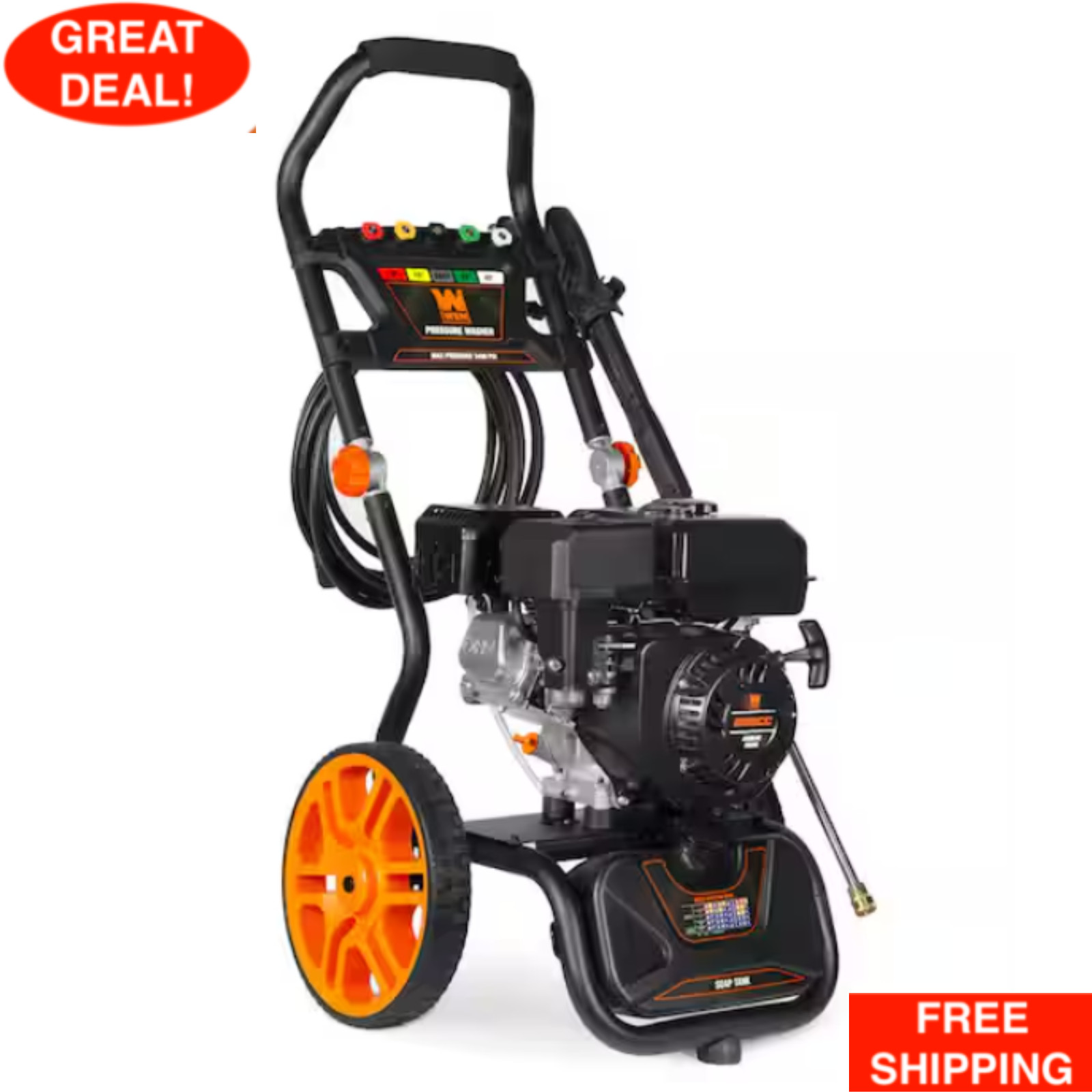 3400 PSI Gas Cold Water Pressure Washer W/ 223cc Engine 2.7 GPM Flow Rate