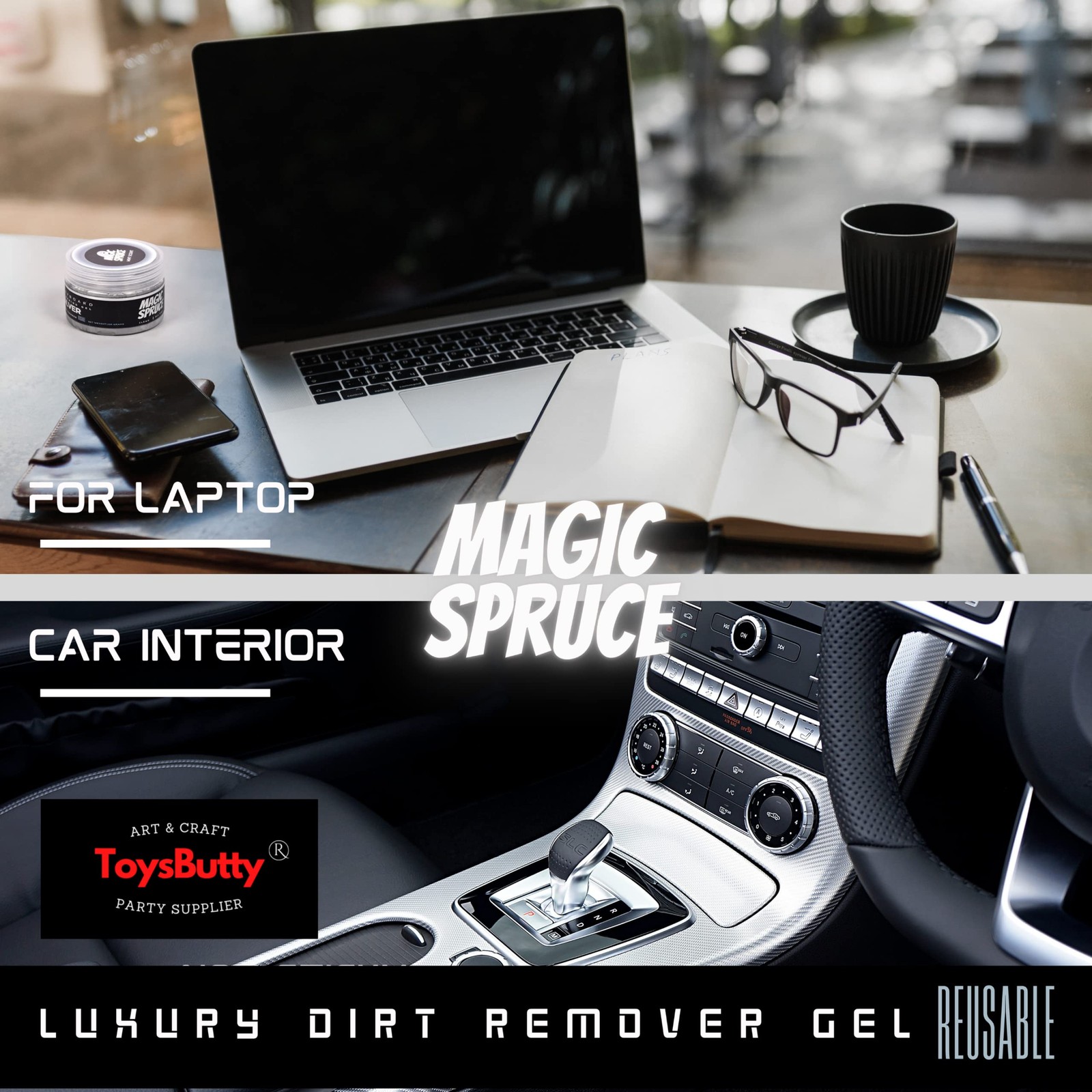 MAGIC SPRUCE Cleaning Gel for Car Interior, Universal zzzz-s, Luxury Silver