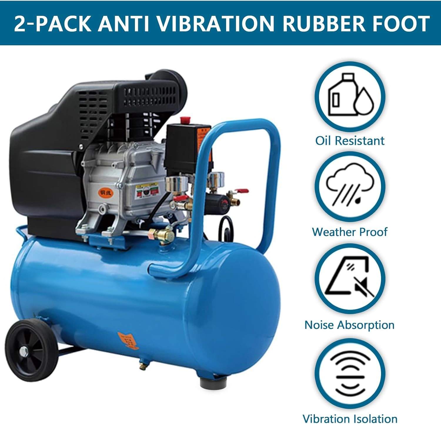 Heavy Duty Rubber Anti Vibration Feet for Generators, Pressure Washers, Air C…