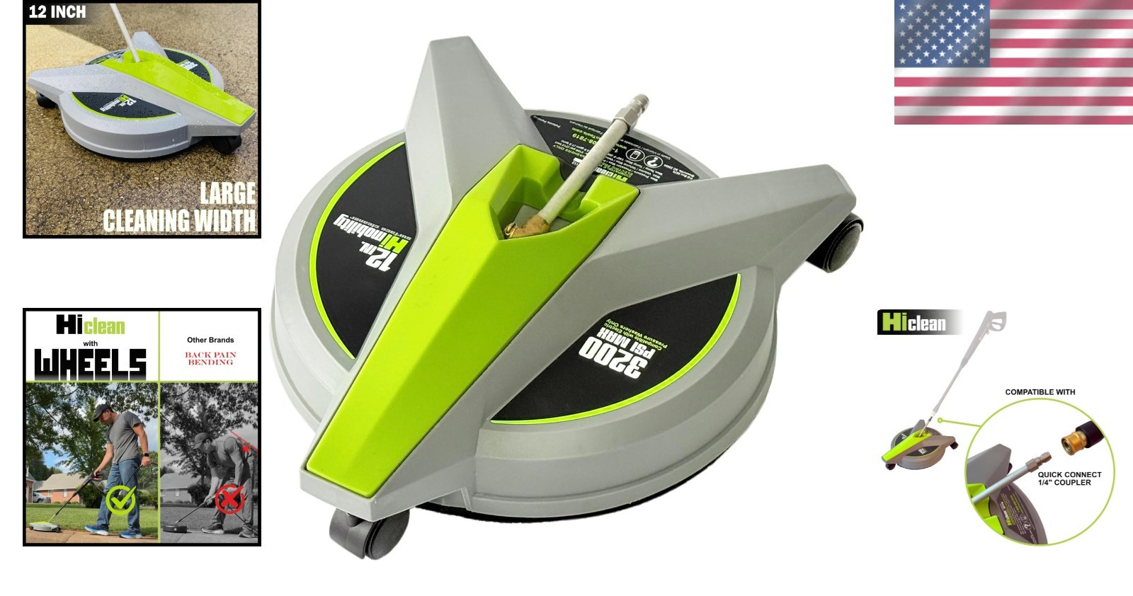 Effortless Cleaning: 12″ Electric Pressure Washer Surface Cleaner – 3200 PSI