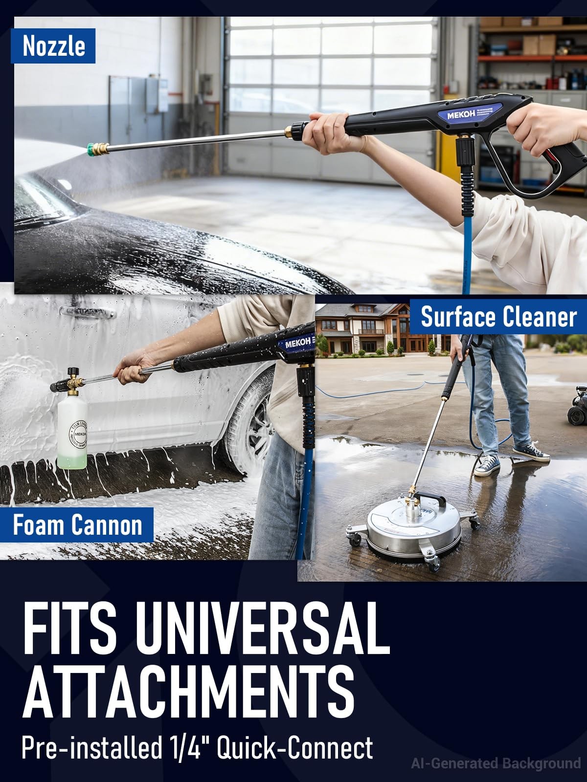 Universal Pressure Washer Gun with Stainless Extension, Replacement Power Wand
