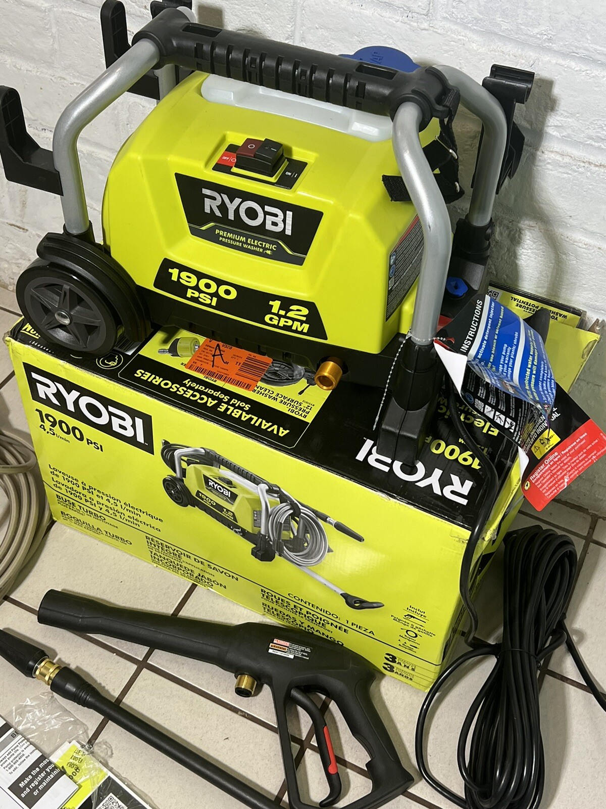 RYOBI 1900 PSI 1.2 GPM Cold Water Electric Pressure Washer