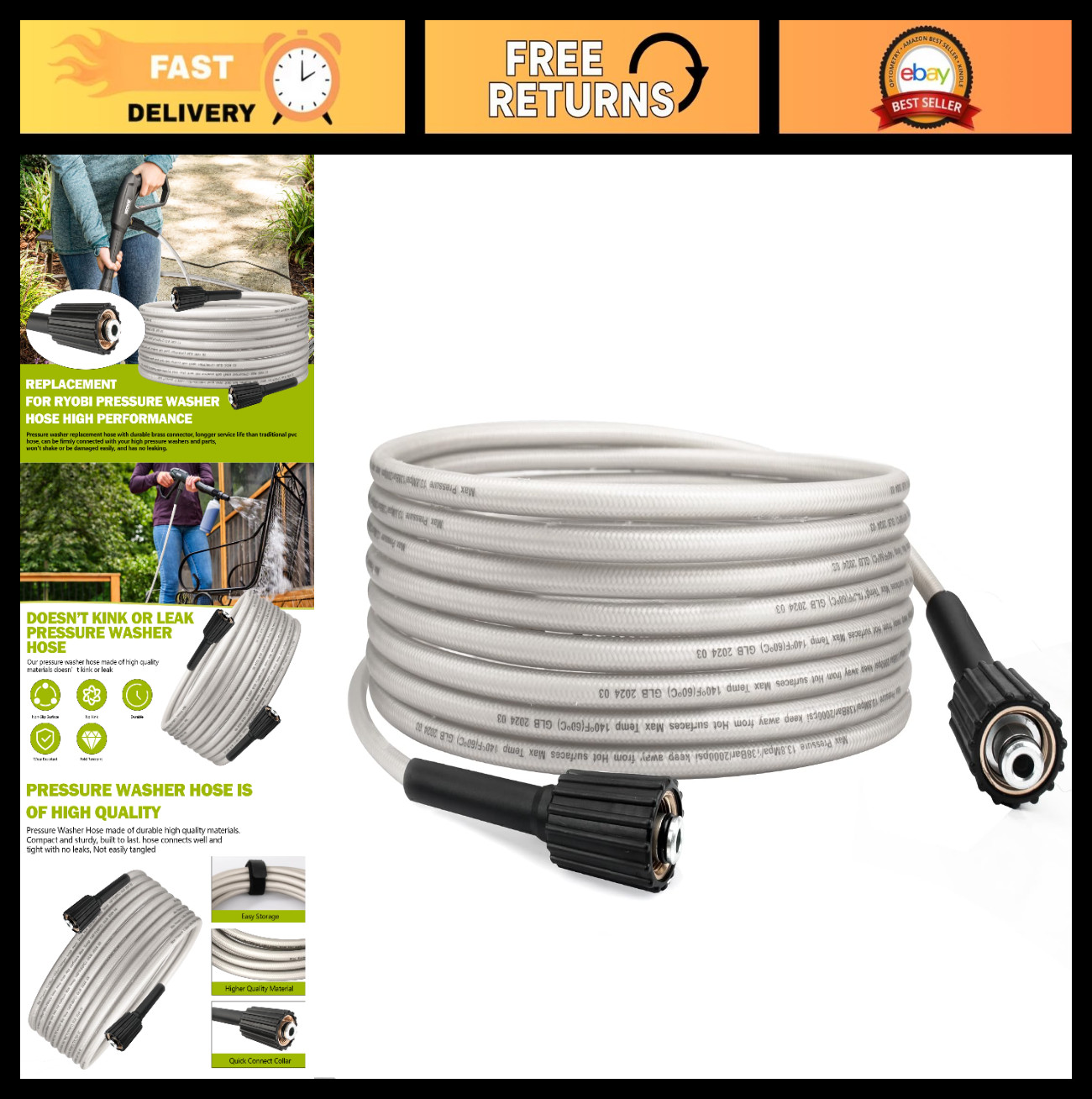 Pressure Washer Hose Replacement for Electric Power Washers RY141600 RY141612 RY