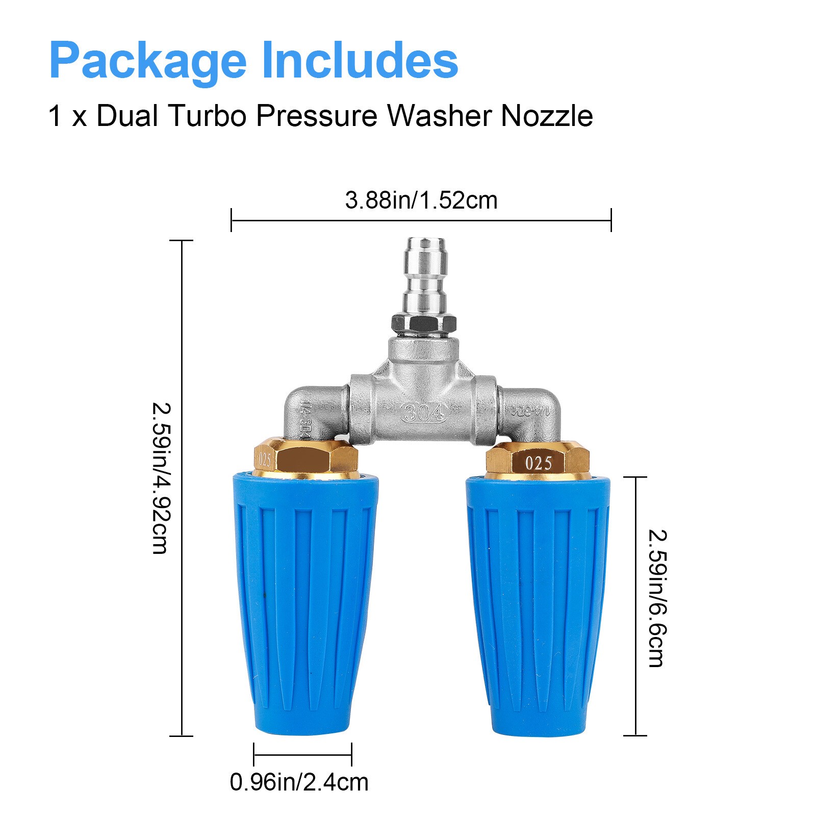 4000 PSI Dual Turbo Nozzle Pressure Washer 4-6 GPM 1/4″ Quick Connect Spray Tip