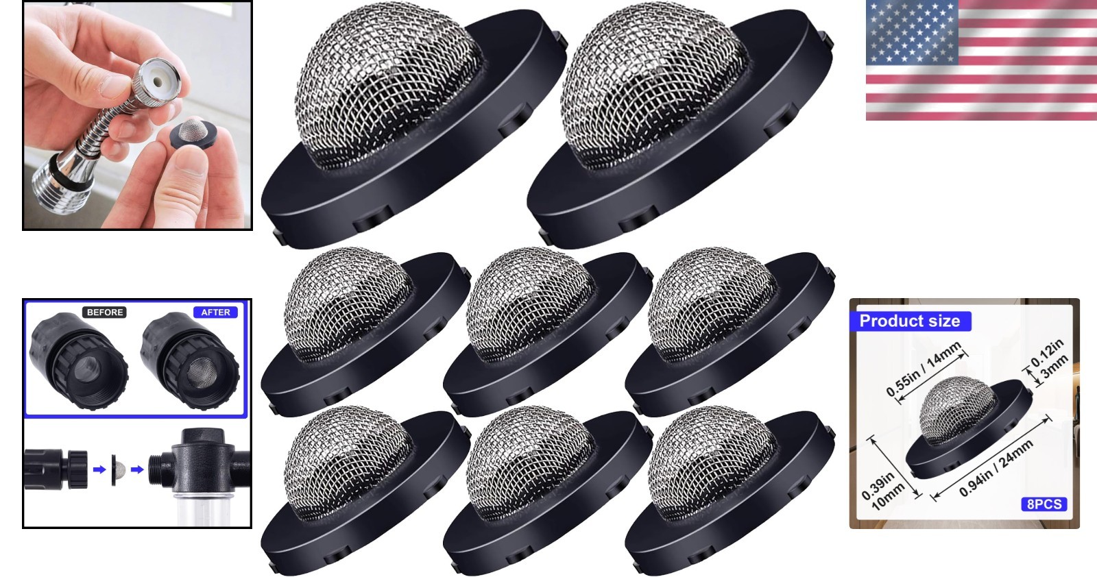 8 Pack Hose Filter Washers – Rubber and Stainless Steel for Flawless Water Flow