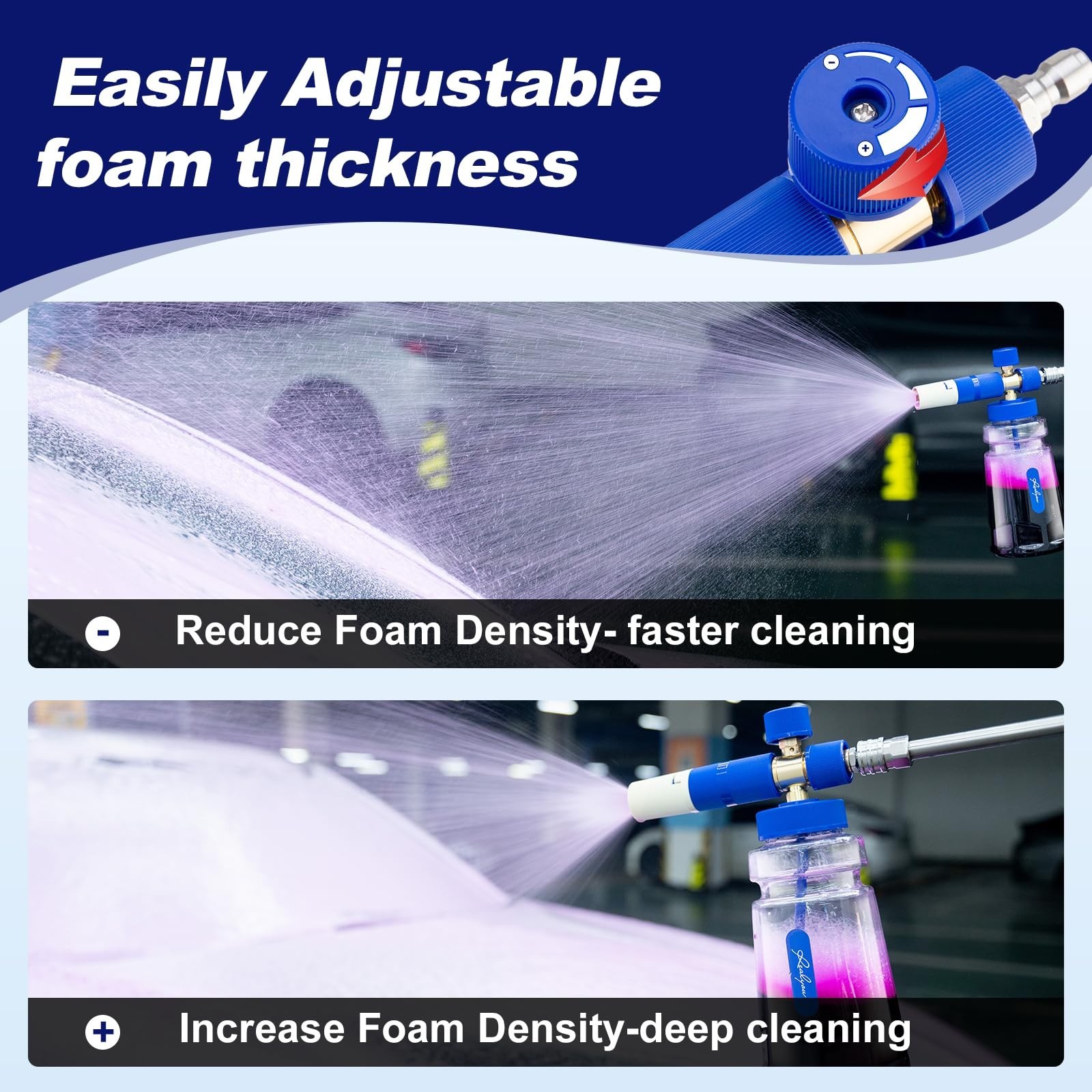 Foam Cannon for Pressure Washer – 1/4″ Quick Connector, 1.1mm Nozzle & 1L Bottle