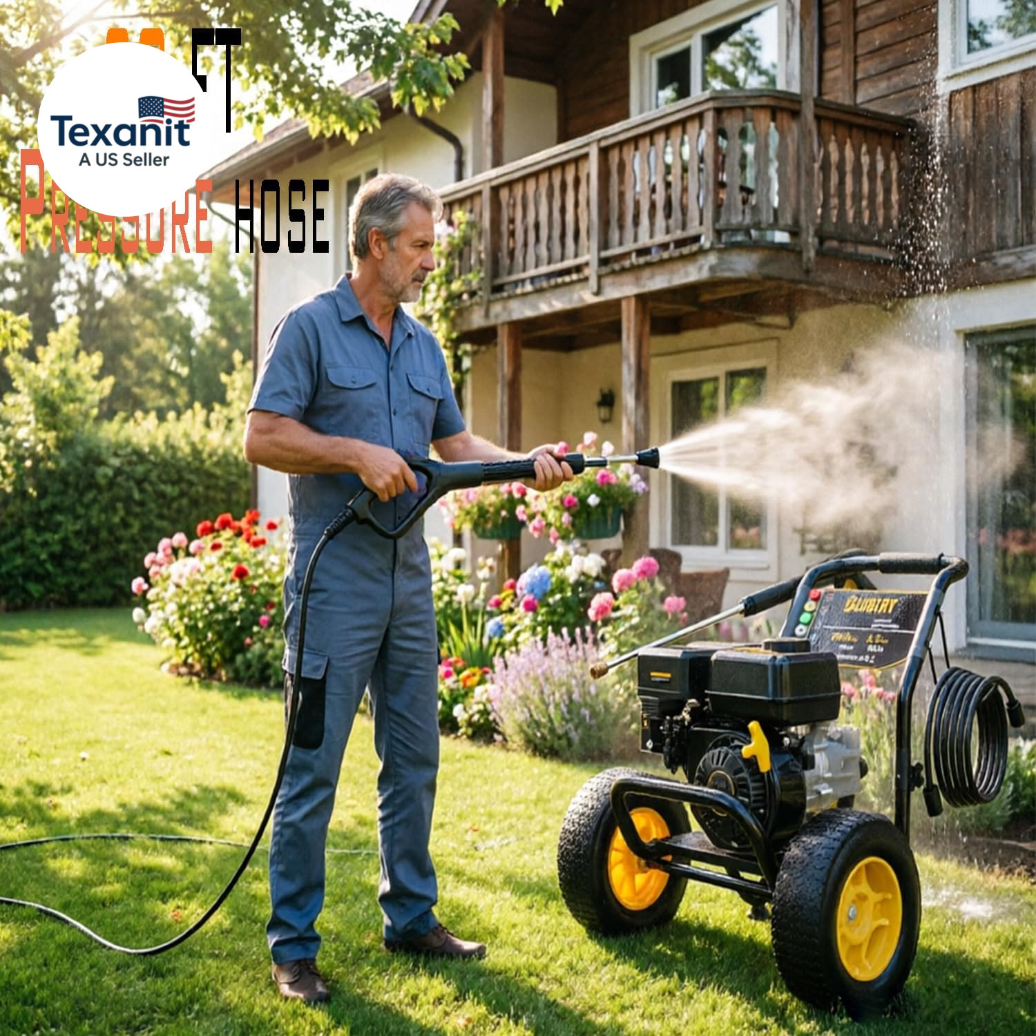 3600 PSI Gas Pressure Washer, 2.7 GPM Heavy Duty High Power Washer, 30Ft Pressur