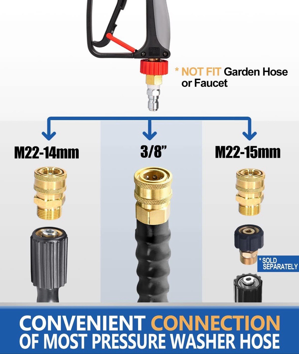 TOOLCY 5000 PSI Pressure Washer Gun Snow Foam Cannon Jet Bottle Spray Nozzles