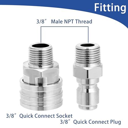Pressure Washer Adapter Set 2 Sets 3/8″ Quick Connect Fittings Male Pressure