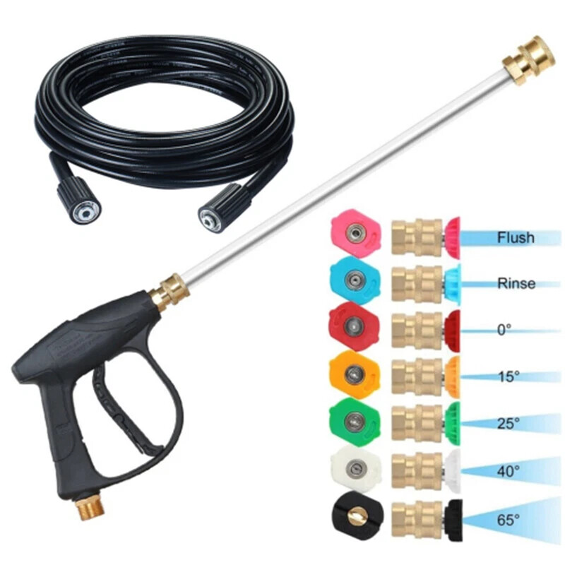 4000PSI High Pressure Power Washer Spray Gun Wand Lance 5* Nozzle Tips Hose M22