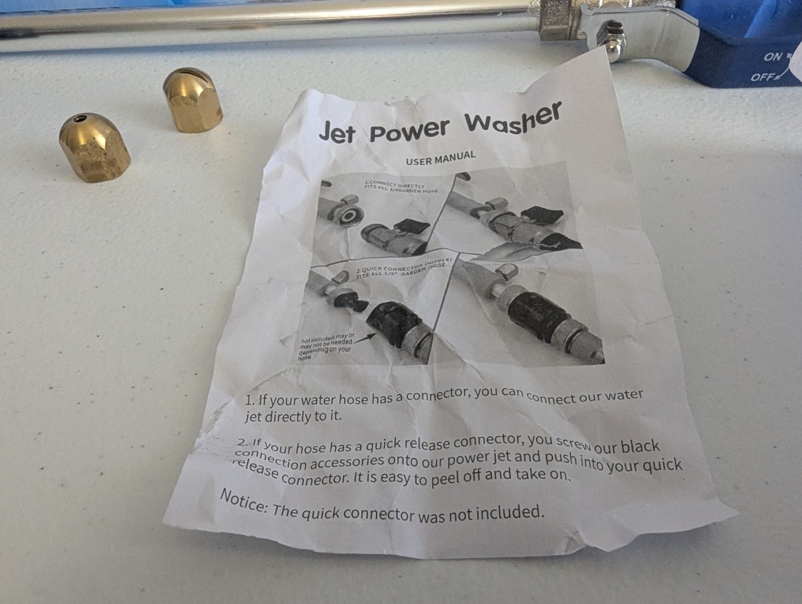 Jet Power Washer Wall Water Spray Gun Nozzle Wand Attachment High Hose