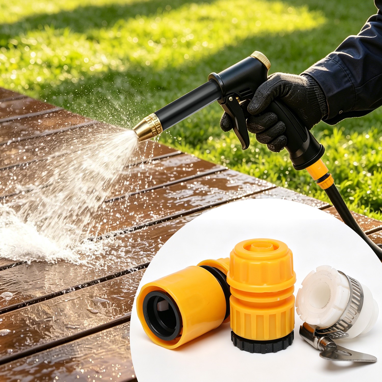 High Pressure Water Spray Gun – Brass Nozzle for Car Wash&Garden Hose Heavy Duty