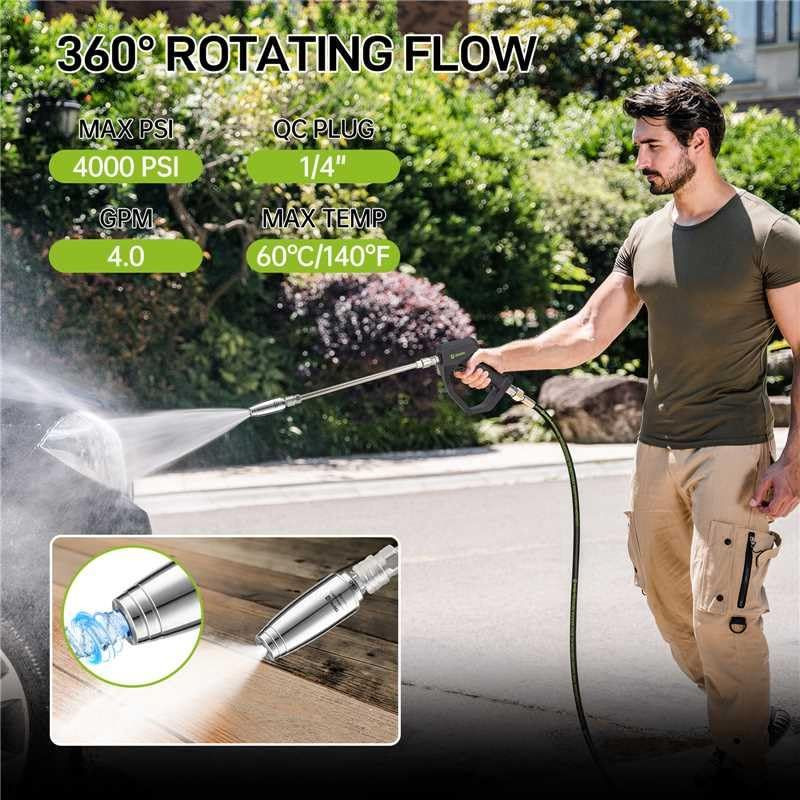 GFGD Stainless Steel Turbo Nozzle Pressure Washer 4000 PSI, 360° Rotating…