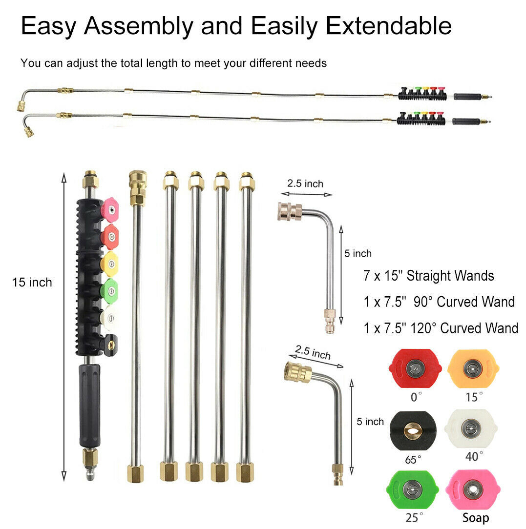 Pressure Washer Extension Wand,1 Gutter Cleaner Attachment Curved Rod, 4000 PSI