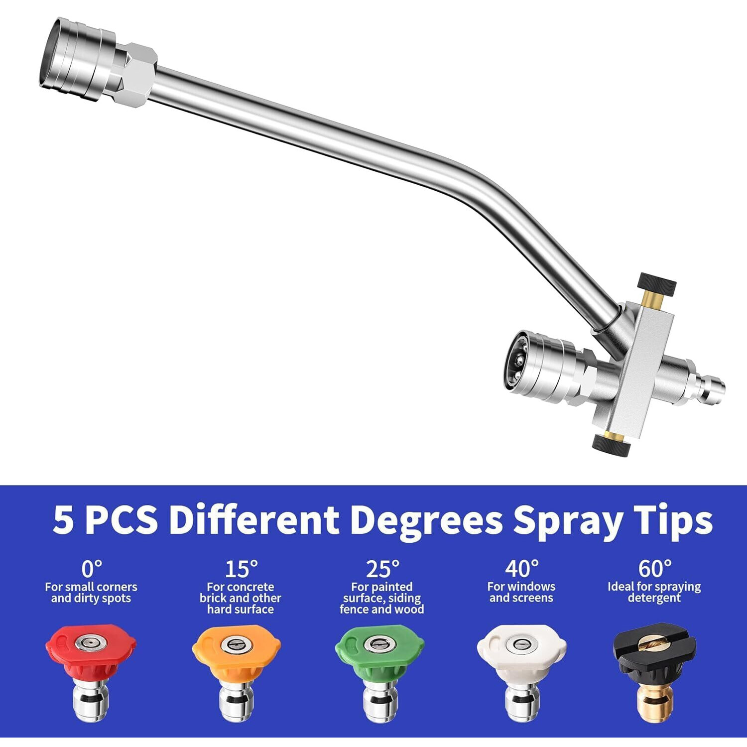 For Foam Cannon Dual Connector Pressure Washer Nozzle Spray Tip Set 1/4″ Quick