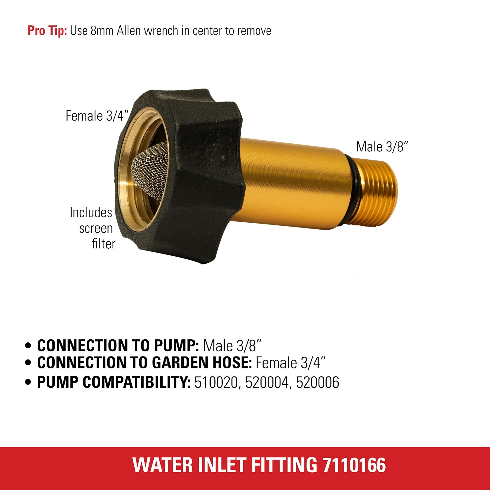 Water Inlet Fitting for Axial Cam Pressure Washer Pumps – OEM Replacement Part