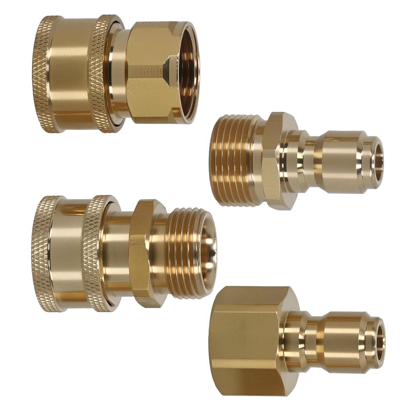 High Pressure Washer Adapter Quick Connect M22-15 Male Brass 4 Pack