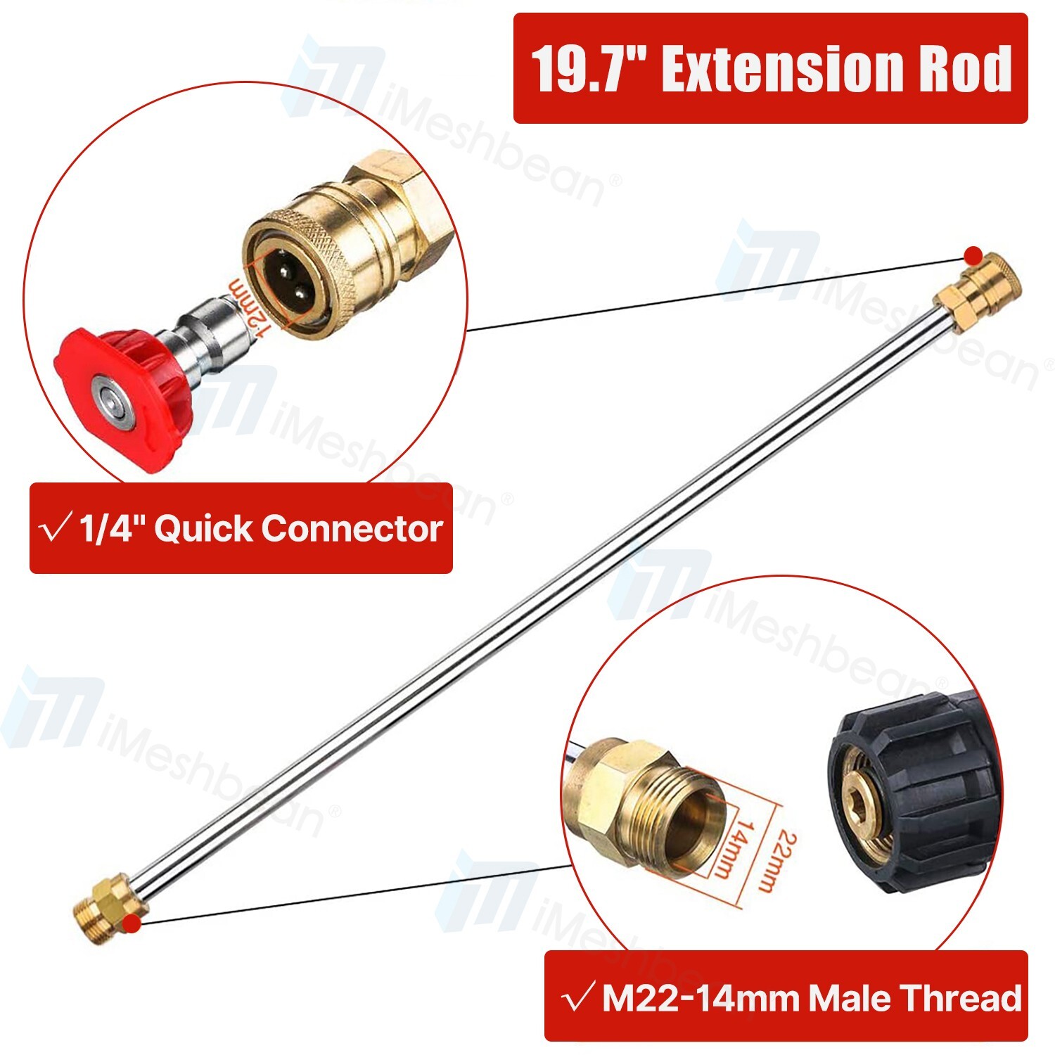 High Pressure 4000PSI Car Power Washer Gun Spray Wand Lance Nozzle and 50ft Hose