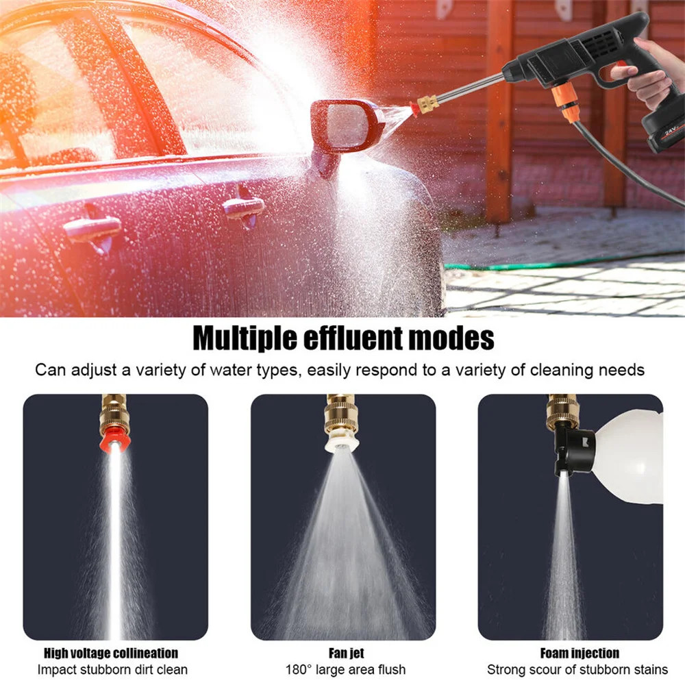 300W 30Bar Cordless High Pressure Car Washer Spray Water Gun 12000mAh Battery Fo