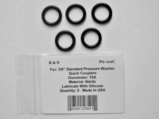 5 Pack 3/8 ” Pressure Washer Quick Connect Fittings / R&S 112C / Mat. Buna N