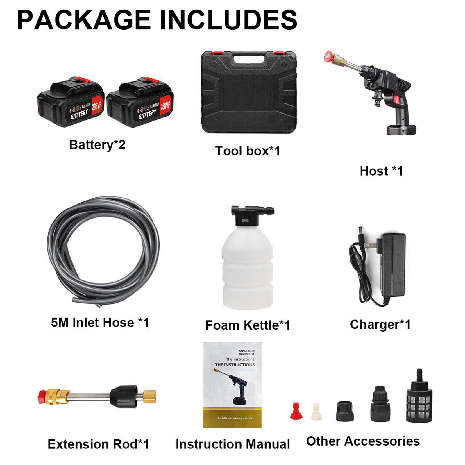 Cordless Electric High Pressure Water Spray Gun Portable Car Washer Cleaner Tool