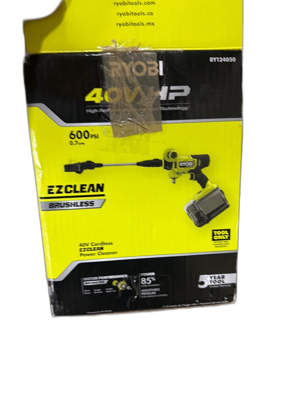 RYOBI 40V HP Brushless 600 PSI 0.7 GPM Cold Water Power Cleaner Tool-Only