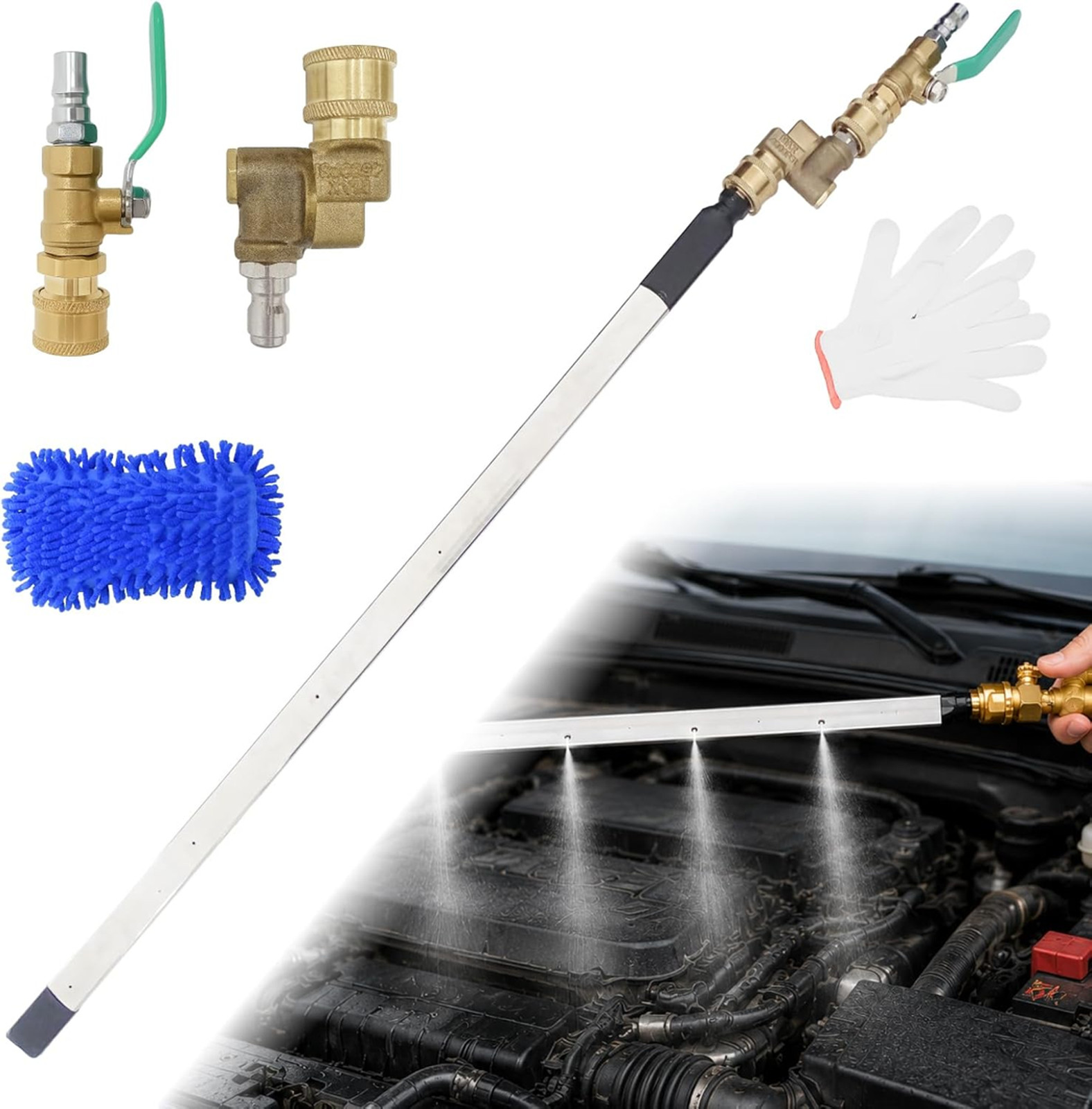 Radiator Cleaning Wand Stainless Steel 24 Inch Pressure Wash Tool for Cars