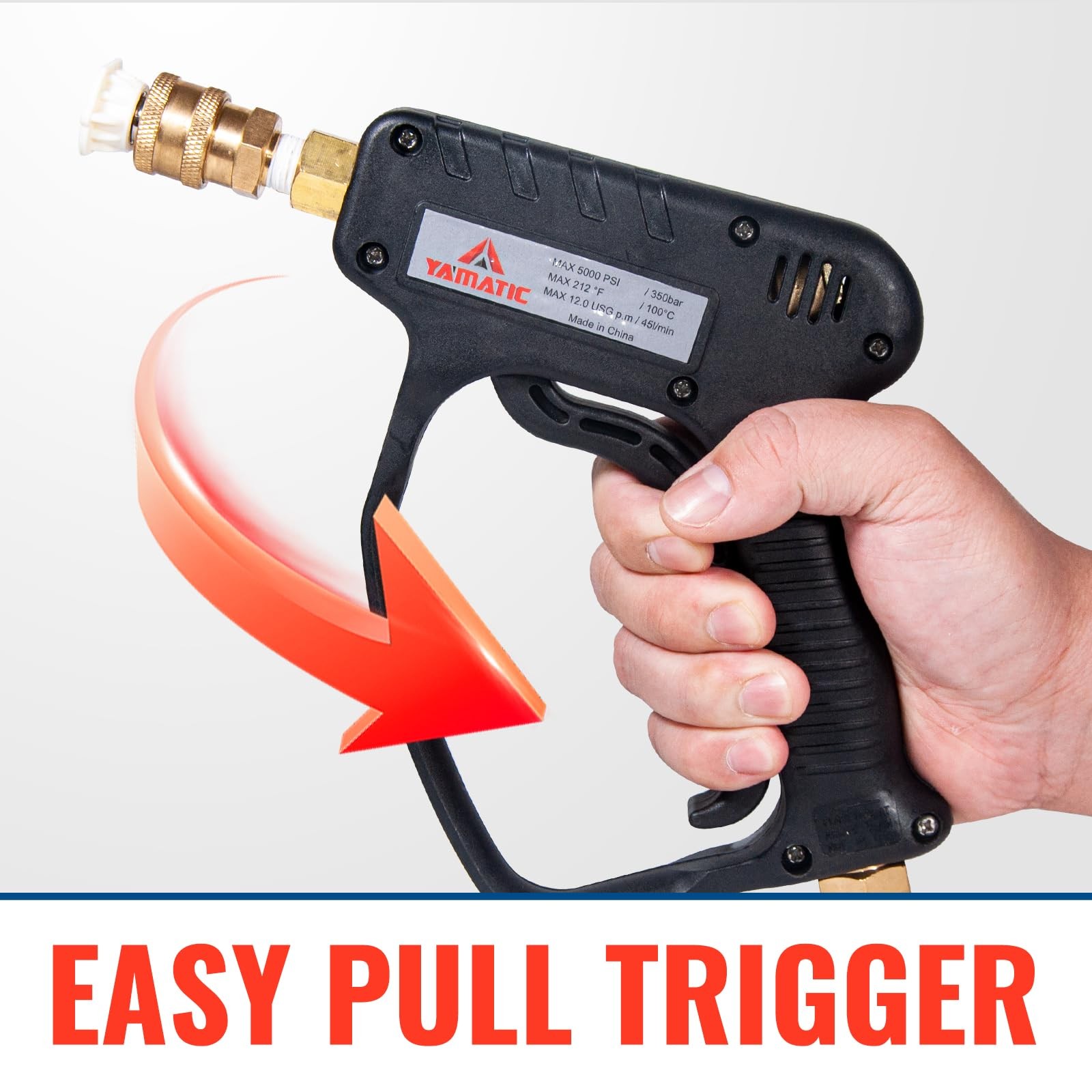 Short Pressure Washer Gun Swivel 5000 PSI 3/8 Plug M22 14mm 1/4 Quick Connect