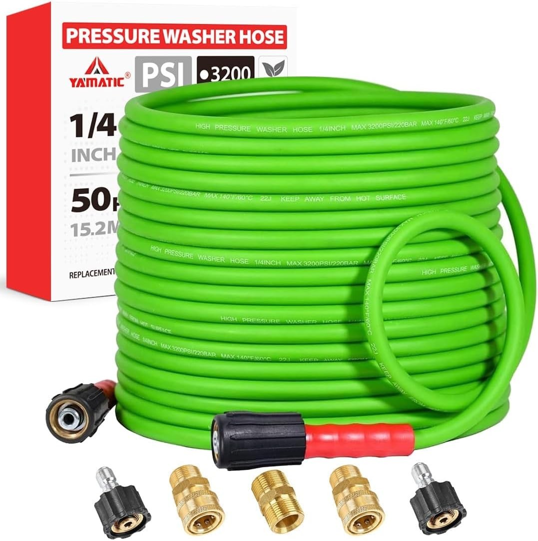 Professional 50FT Pressure Washer Hose, Compatible with Most Power Washers