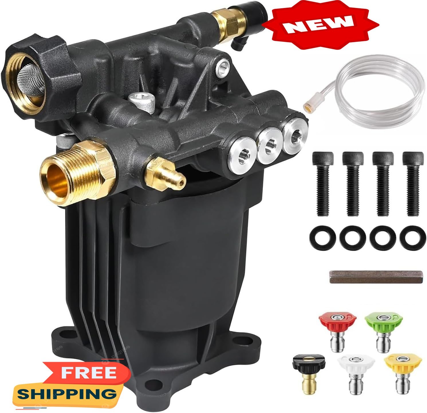 Bomba para hidrolavadora, eje de 3/4″, horizontal, presión máxima de 3200 PSI, 2