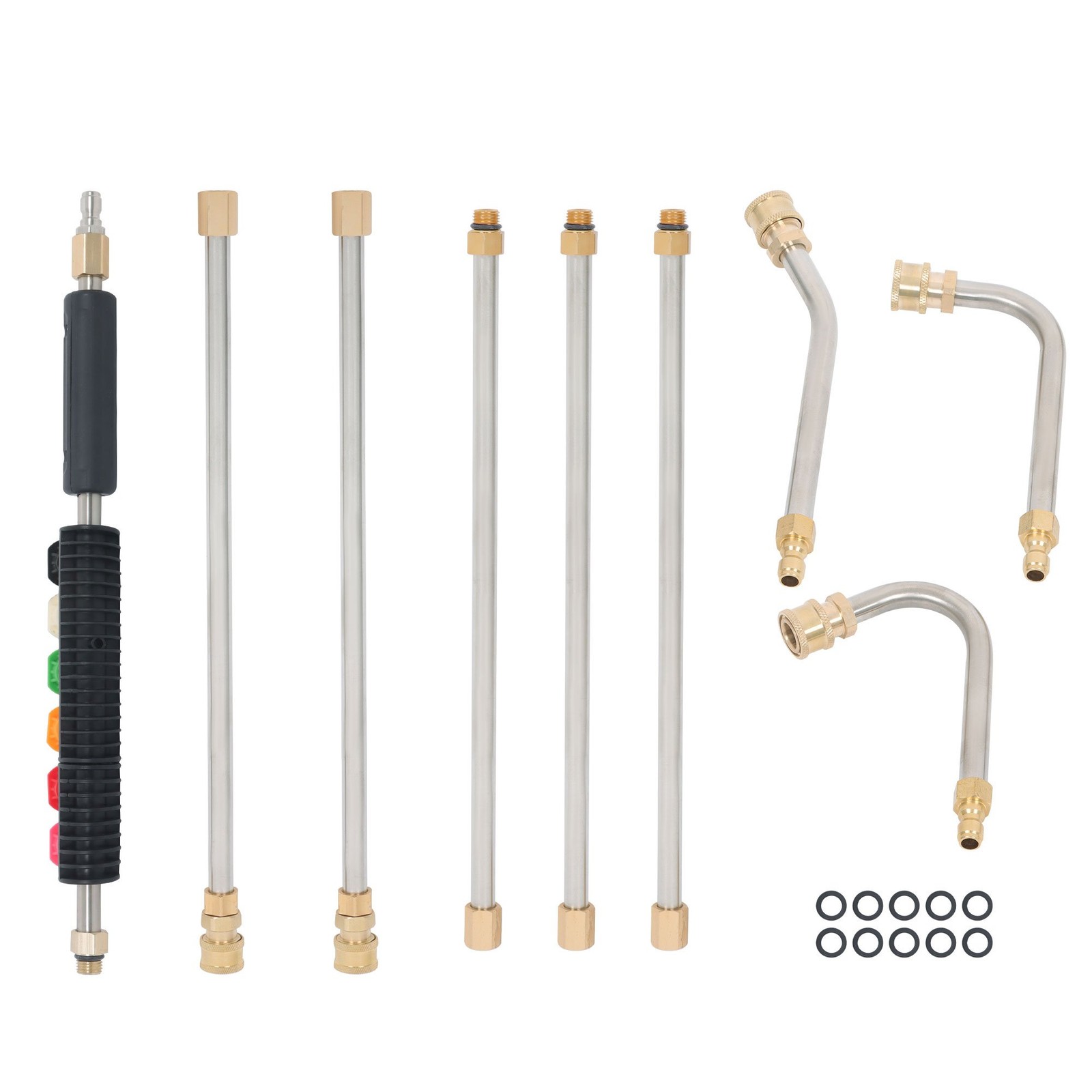 9-Piece Set Of High Pressure Water Gun 1/4’’Quick Connect 4000 PSI Extension Rod