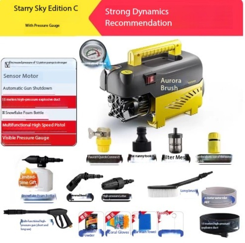 High-Pressure Portable 220V Household Cleaner with Water Gun and Pum